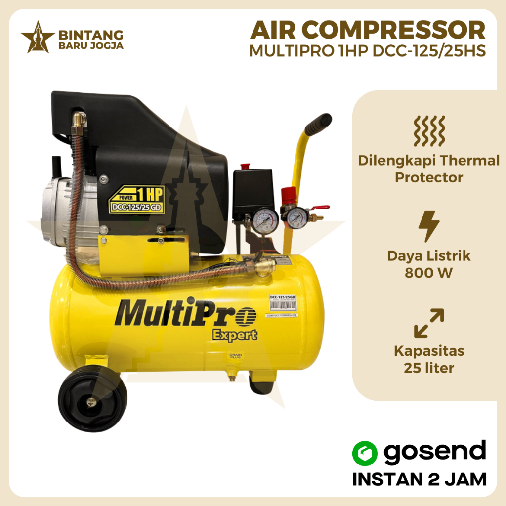 MESIN KOMPRESOR ANGIN 1 HP / AIR COMPRESSOR 1HP MULTIPRO DCC 125/ Best