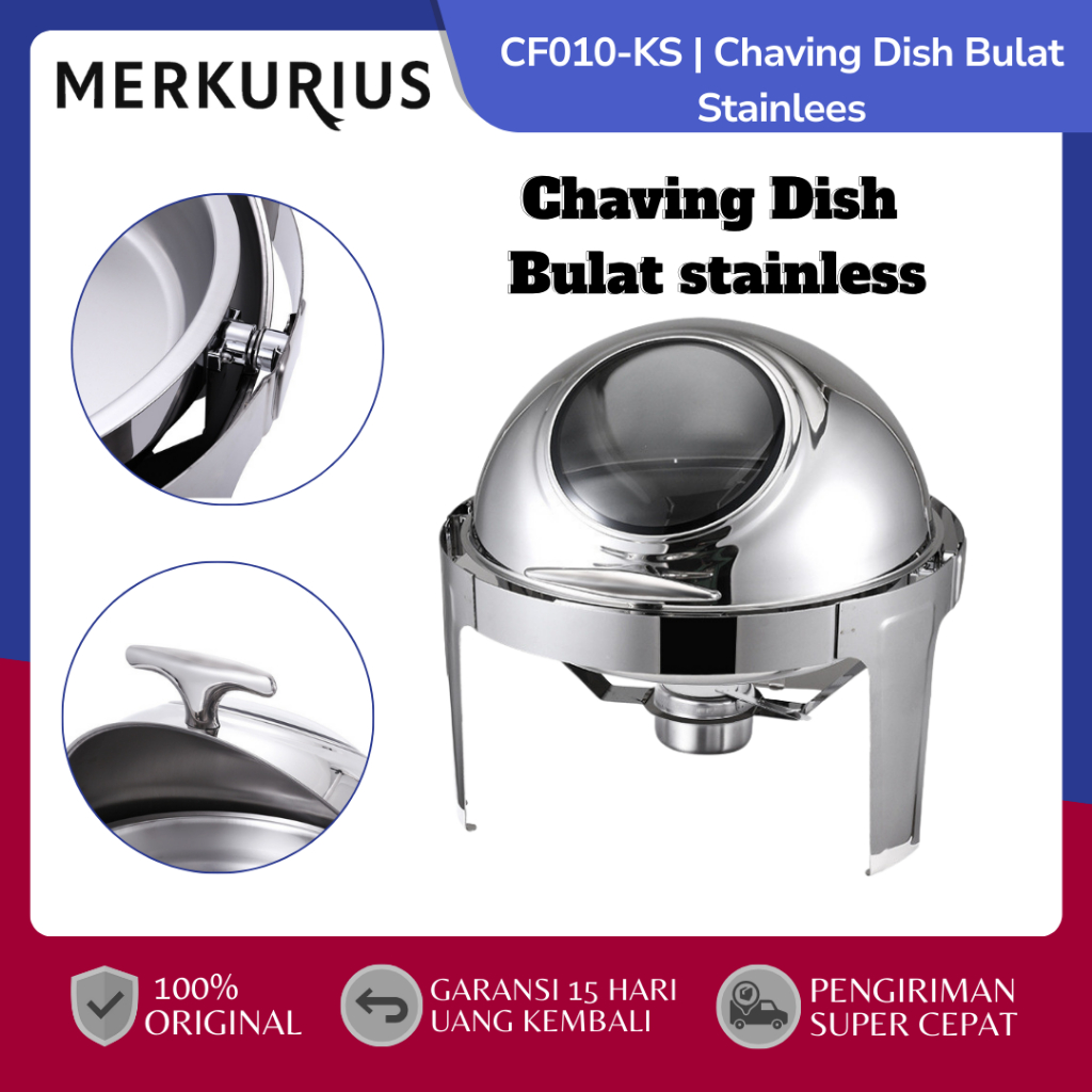 Merkurius Store - RollTop Bulat Prasmanan Chafing Dish Bulat Stainless
