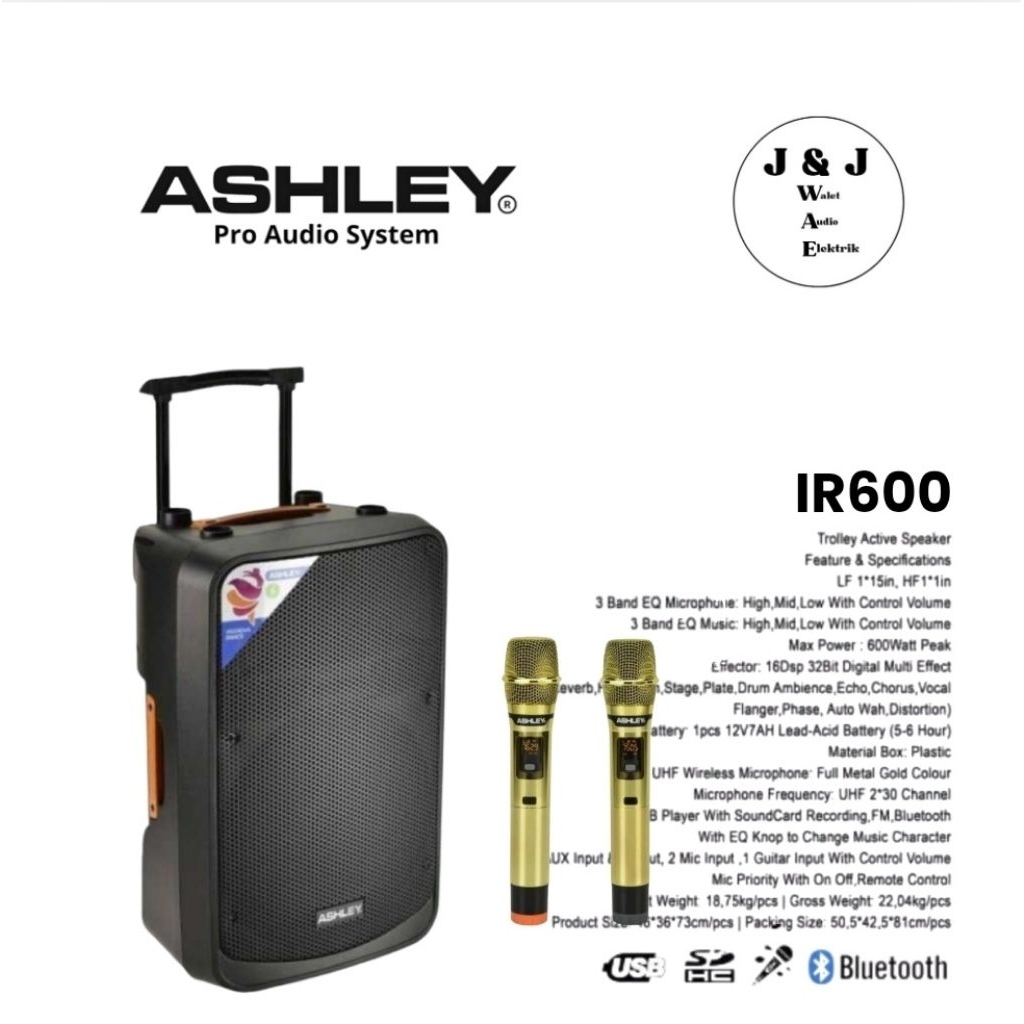 SPEAKER AKTIF ASHLEY IR600 SPEAKER PORTABLE ASHLEY 15 INCH