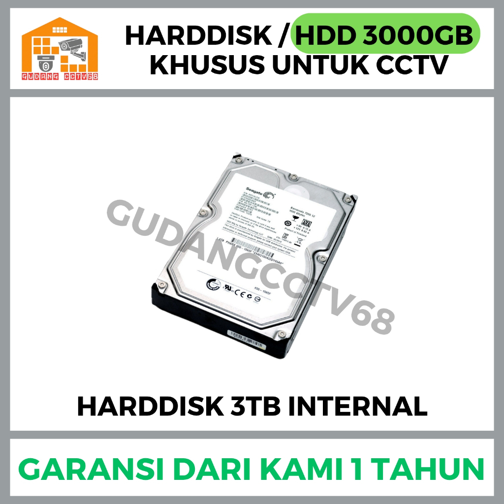 HDD 3TB / Hardisk  3TB / Harddisk 3000GB Untuk DVR / NVR / CCTV Garansi 1 Tahun - HDD 3.5"