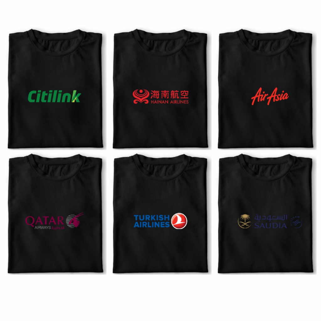 Kaos Maskapai Citilink Air Asia Qatar Airlines Garuda Indonesia Katun Combed Premium 30s Kaos Distro