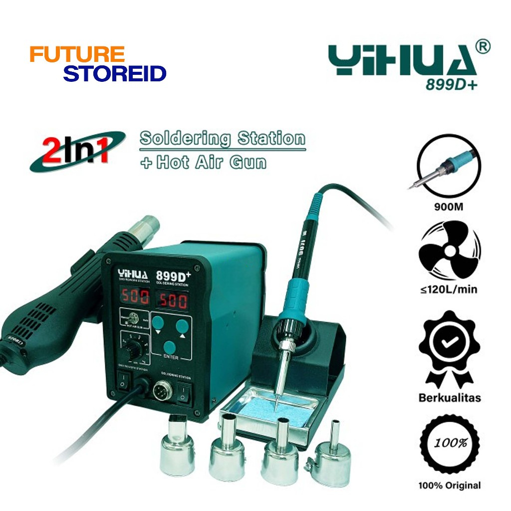YIHUA 899D+ BLOWER / SOLDER UAP 2 IN 1 + SOLDER STATION ORIGINAL