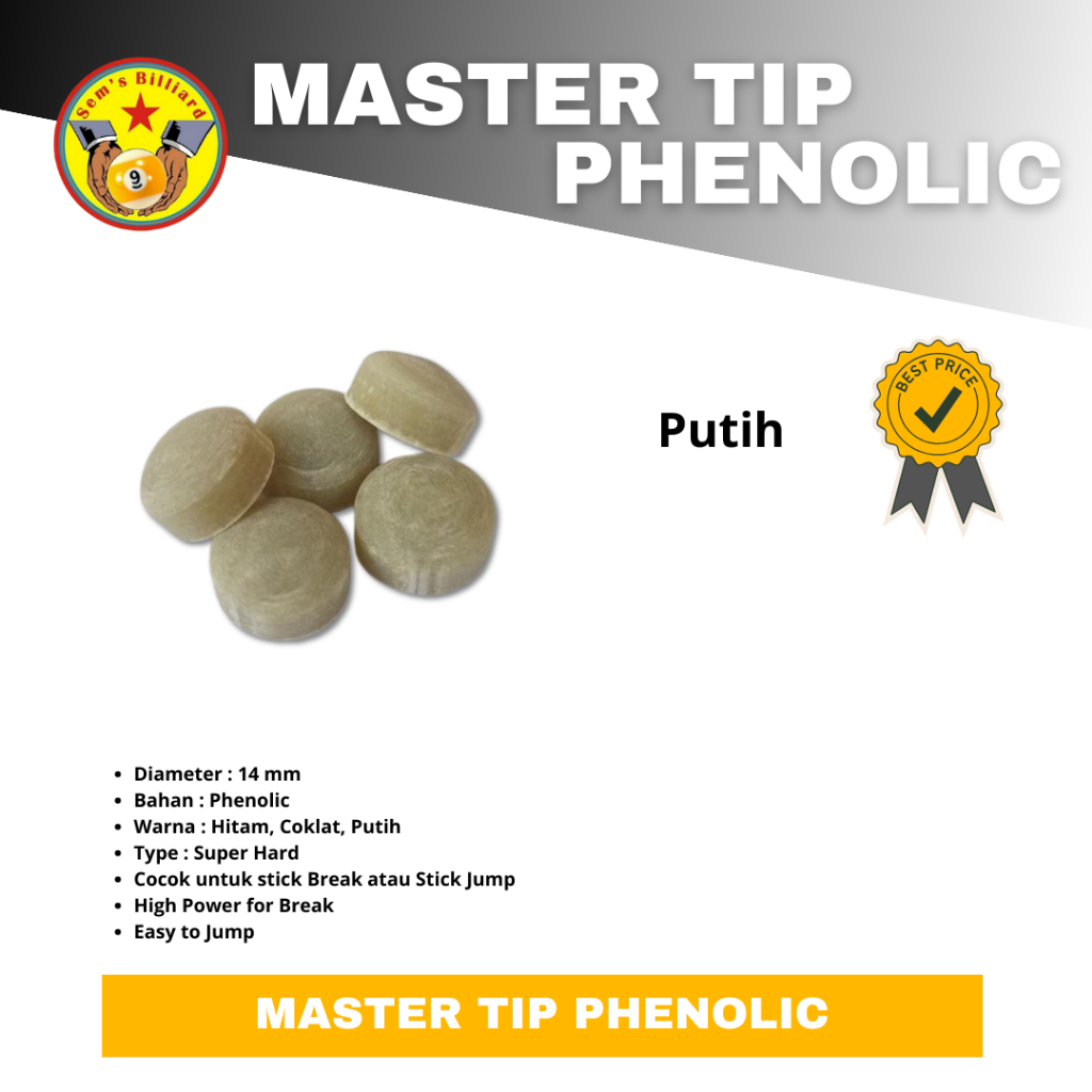 Tip break atau jump phenolic - master tip billiard - stik billiard