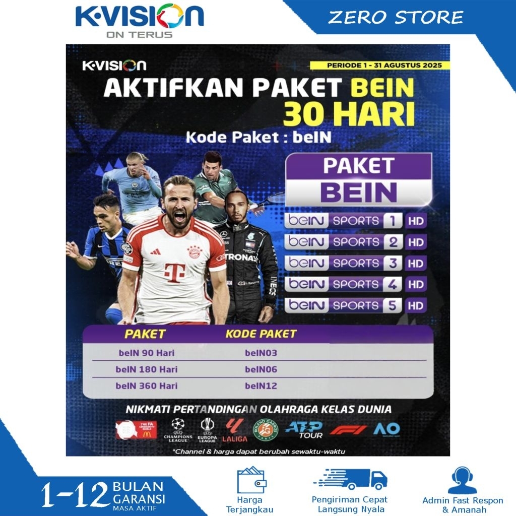 Voucher Paket Bein Sports KVision 30 Hari Paket BEIN K-Vision