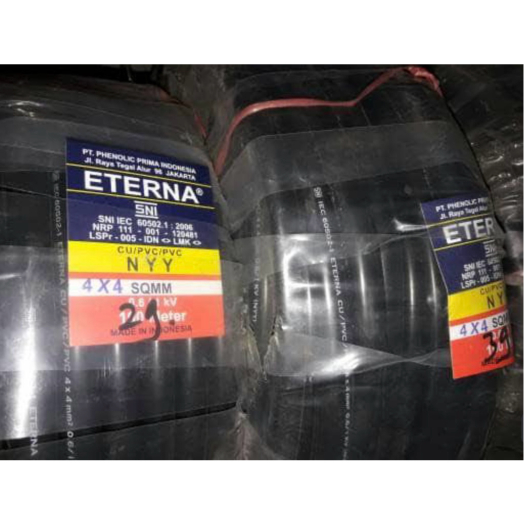 Kabel Eterna NYY 4x4 mm Kabel Eterna 4 x 4 mm | Kabel Tembaga Hitam Original SNI