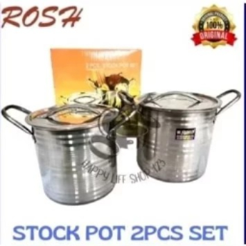 ROSH/VIENA/GOLDENHORSE STOCKPOT SET ISI 2 • PANCI SET ROSH STAINLESS STEEL 20&18 CM • PANCI SET OF 2