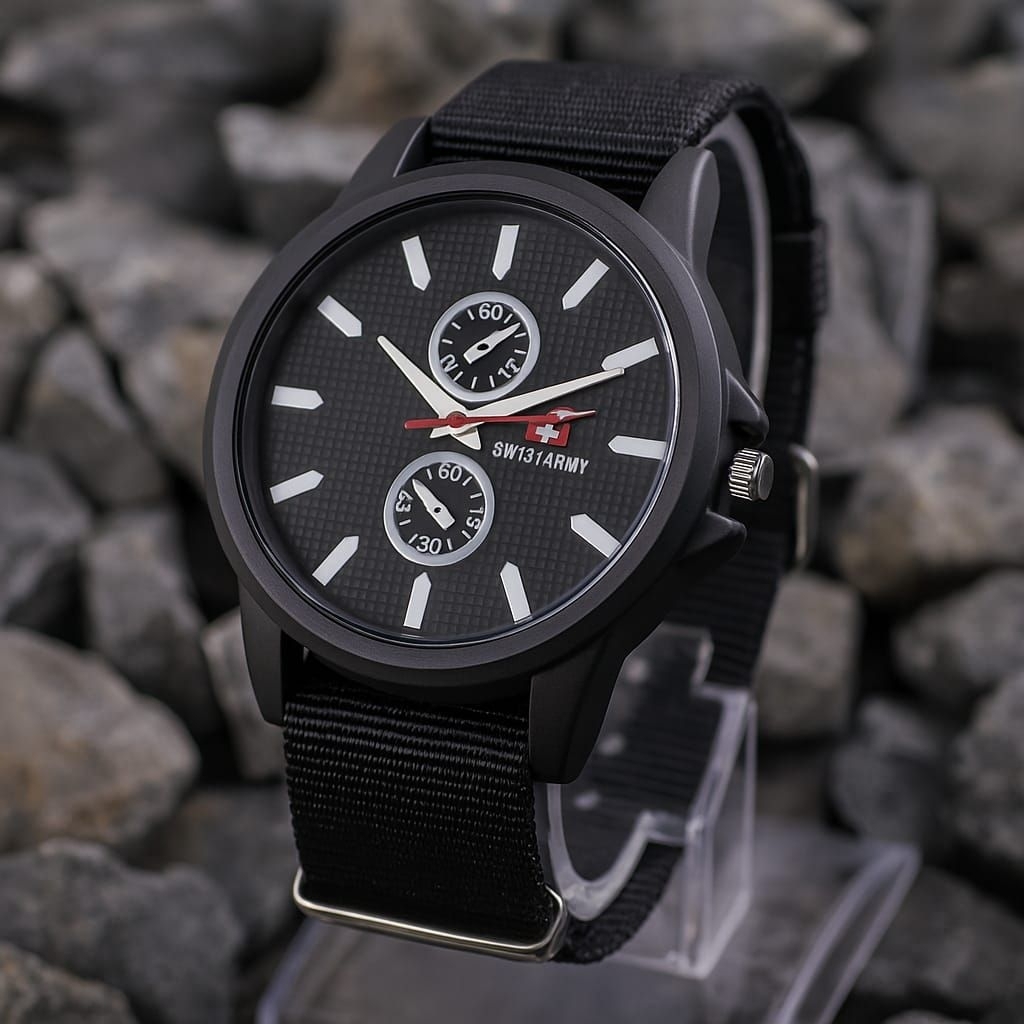 Jam Tangan Pria Dan Wanita Swiss Tali Kain Kanvas