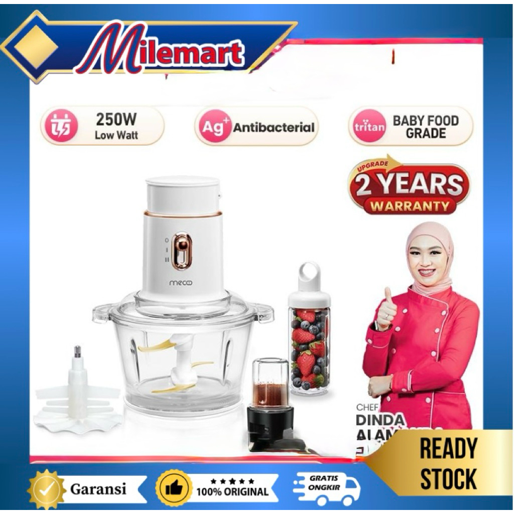 MECOO Aesthetic 5 in 1 Antibacterial Odorless Chopper / Baby Food Processor / Chopper Daging MECOO