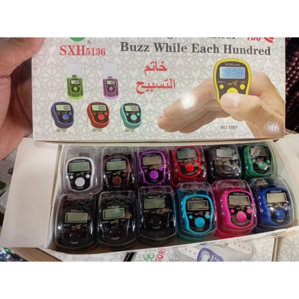 1Lusin tasbih digital LED Alarm/tasbih digital Alarm setiap kelipatan 100 bunyi