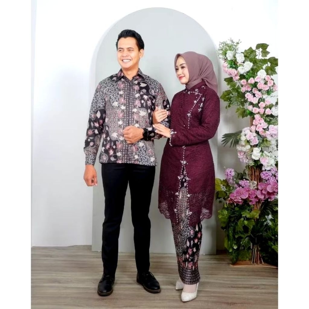 Kebaya Tunik Janggan Dan Kemeja Batik Lengan Panjang Kebaya Couple Kondangan Dan Tunangan Kebaya Bro