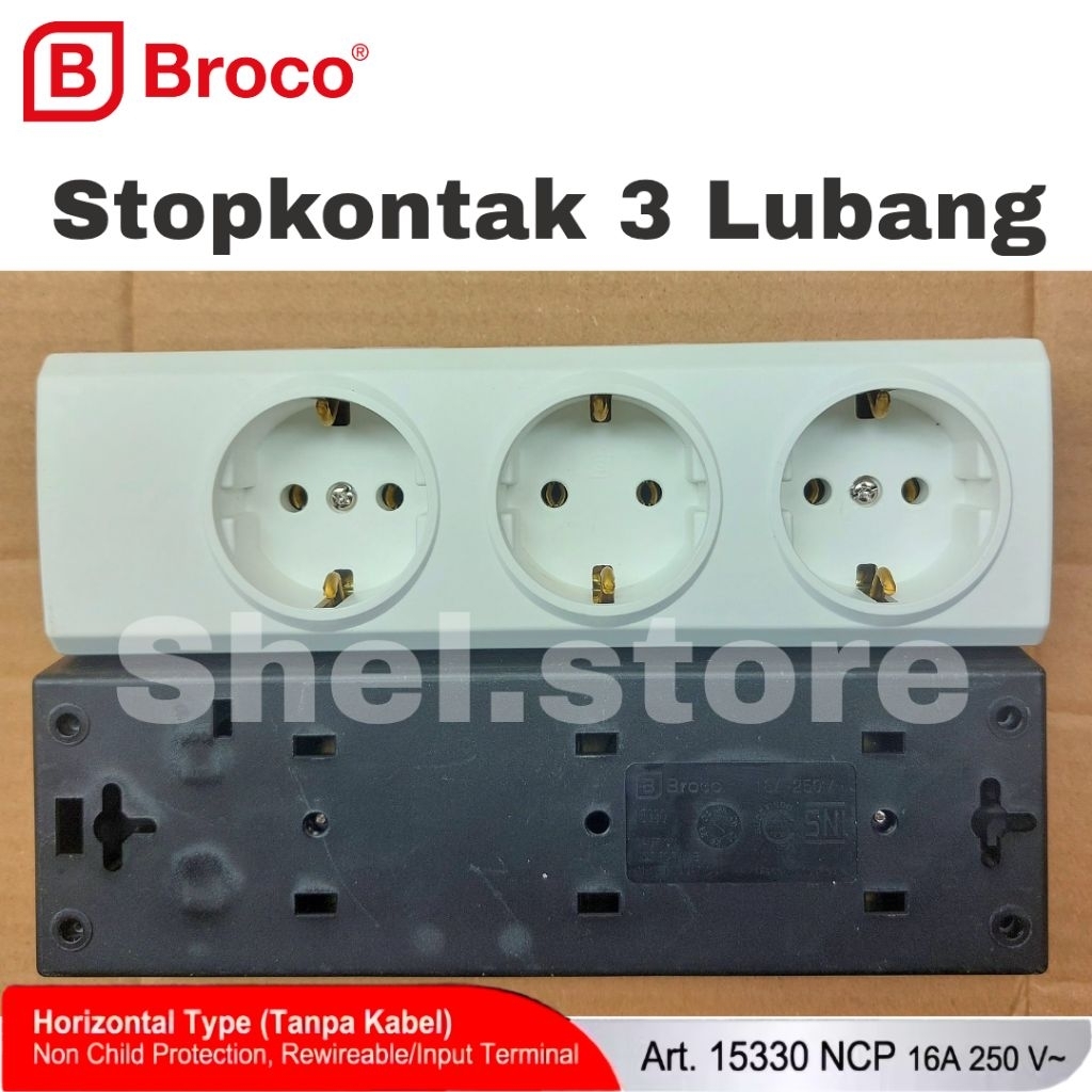 Broco Stopkontak 3 Lubang | Stopkontak Listrik Kuningan | Terminal Listrik 3 Lubang