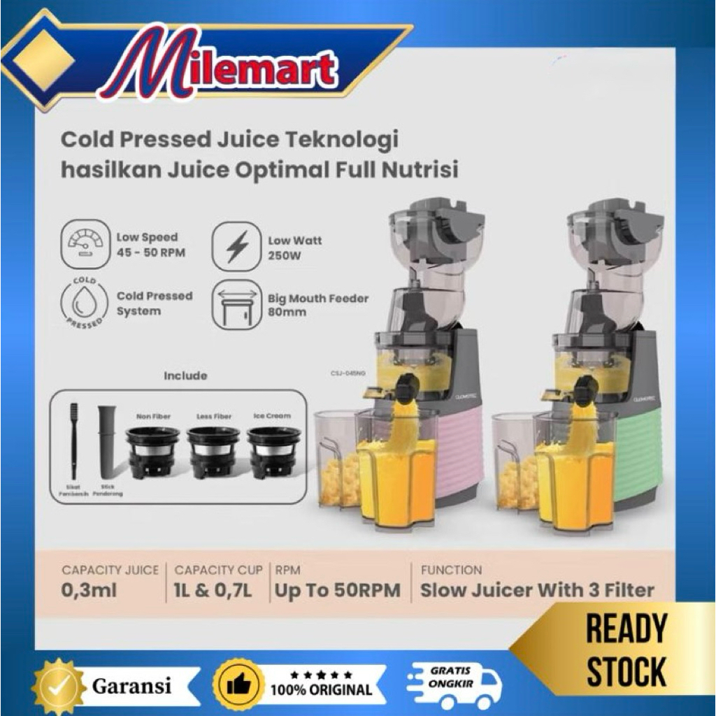 CLOVERTEC Slow Juicer Buah Tanpa Ampas CSJ-045
