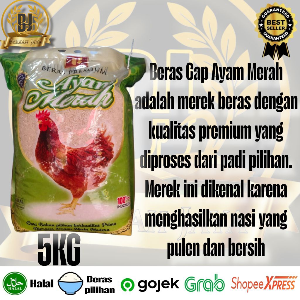 Beras Cap Ayam Merah 5KG Premium - Nasinya pulen & enak