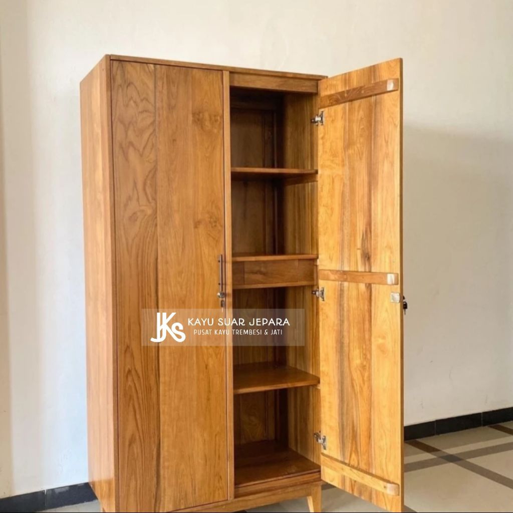 lemari pakaian kayu jati solid lemari serbaguna asli kayu jati perhutani