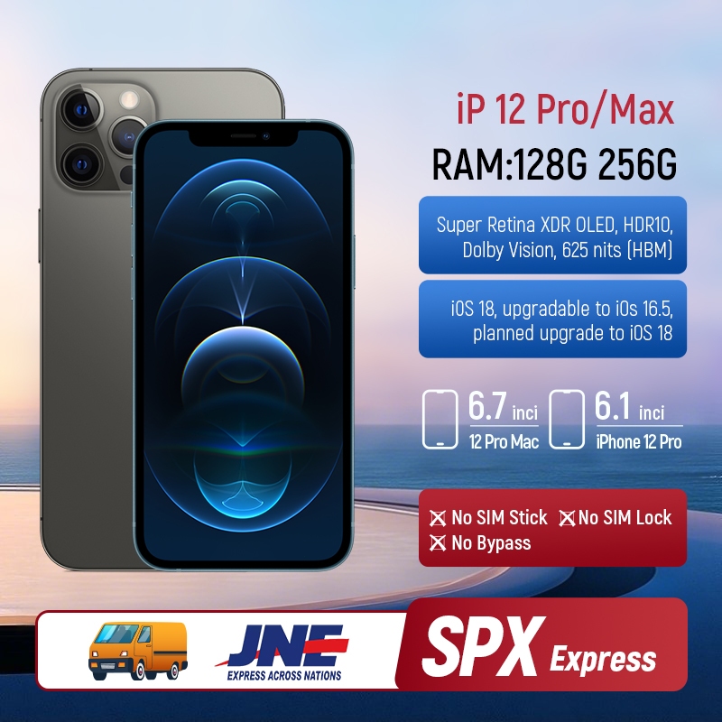 iPHONE 12ProMax 128GB 256GB Second BEKAS ORIGINAL100%MULUS NORMAL FULLSET Kondisi Perfect Apple12Pro