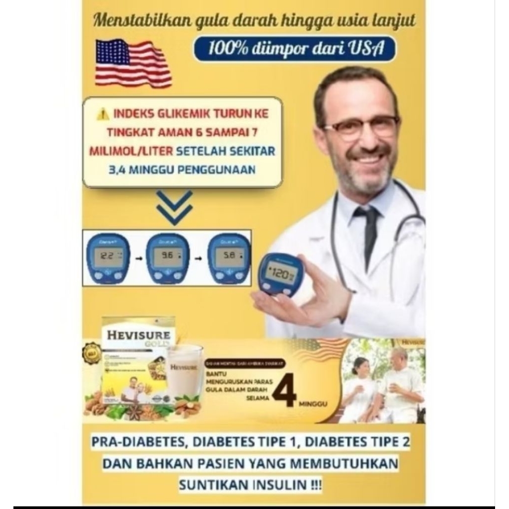 

hevisure gold susu diabetes 100% original menstabilkan gula darah bpom