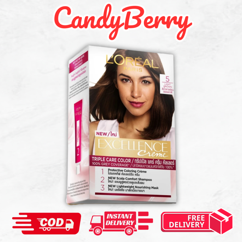 Loreal Paris Excellence Creme 5 - Light Brown Coklat Muda Pewarna Rambut Cat Rambut CandyBerry