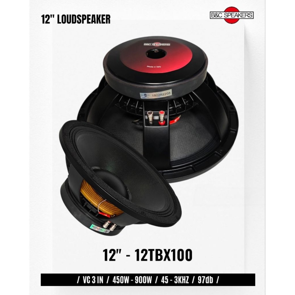 Komponen Speaker / 12 Inch / BNC 12TBX100 M / VC 3 IN / 12 TBX 100 12TBX TBX100 / 97 dB - RMS 450 Wa