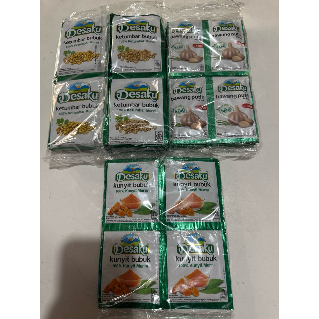 

desaku kunyit bawang putih ketumbar bubuk isi 12 sachet