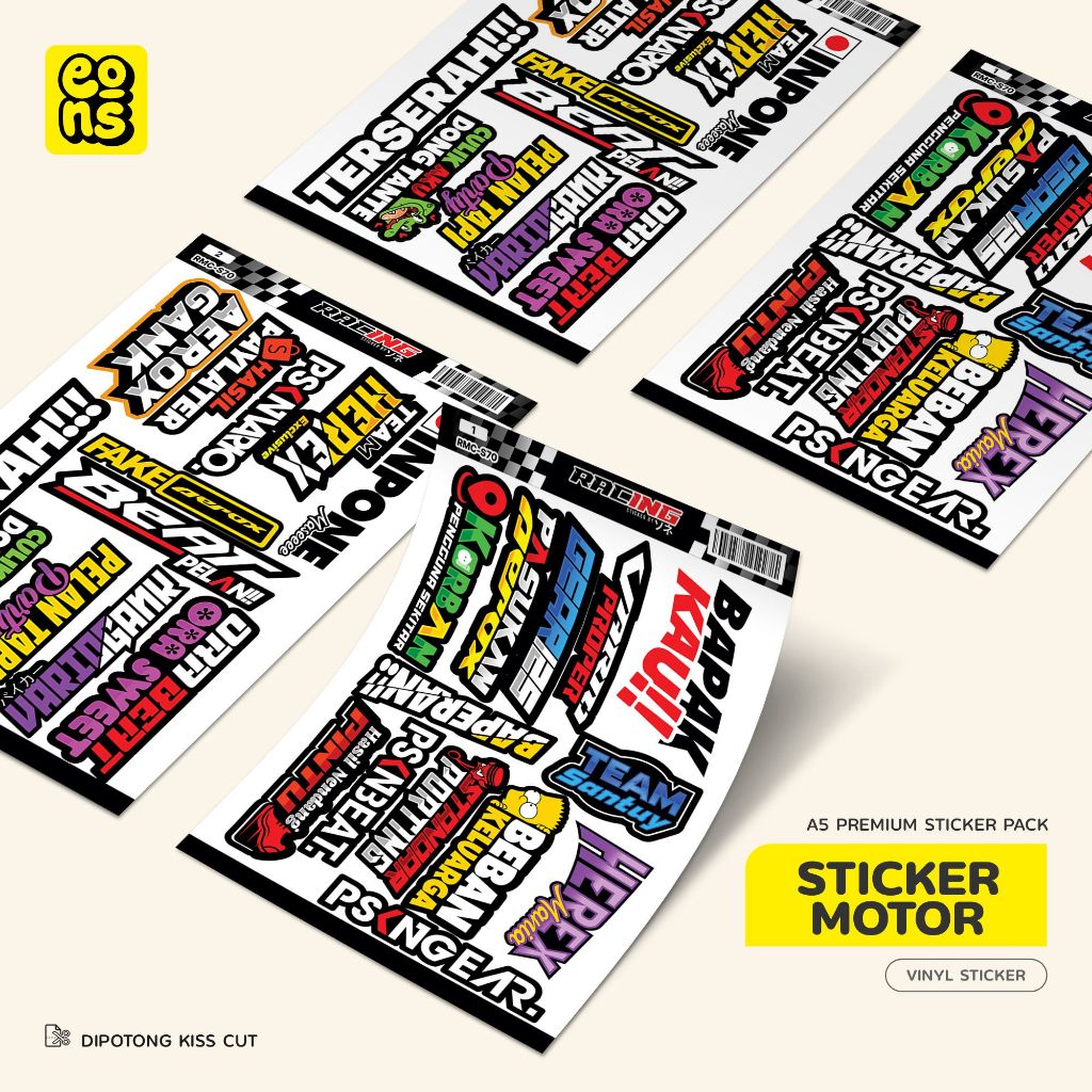 Sticker Motor Racing Vinyl Glossy - Stiker Helm Aesthetic Variasi Kata-Kata Logo Emblem