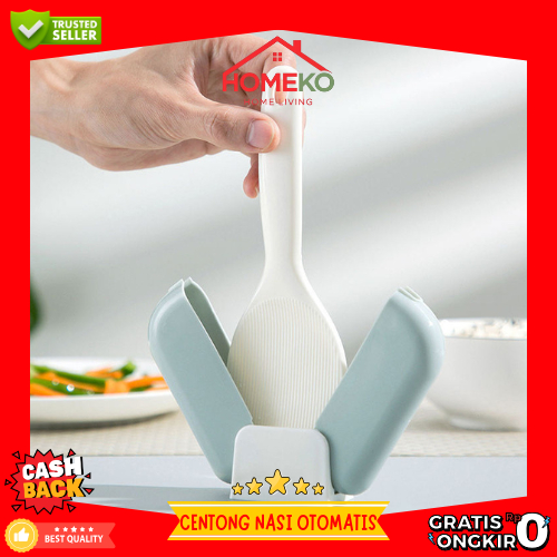 HK Centong Nasi Dengan Penutup Otomatis/ Centong Nasi Otomatis/Spice Plastic Rice / Holder Centong