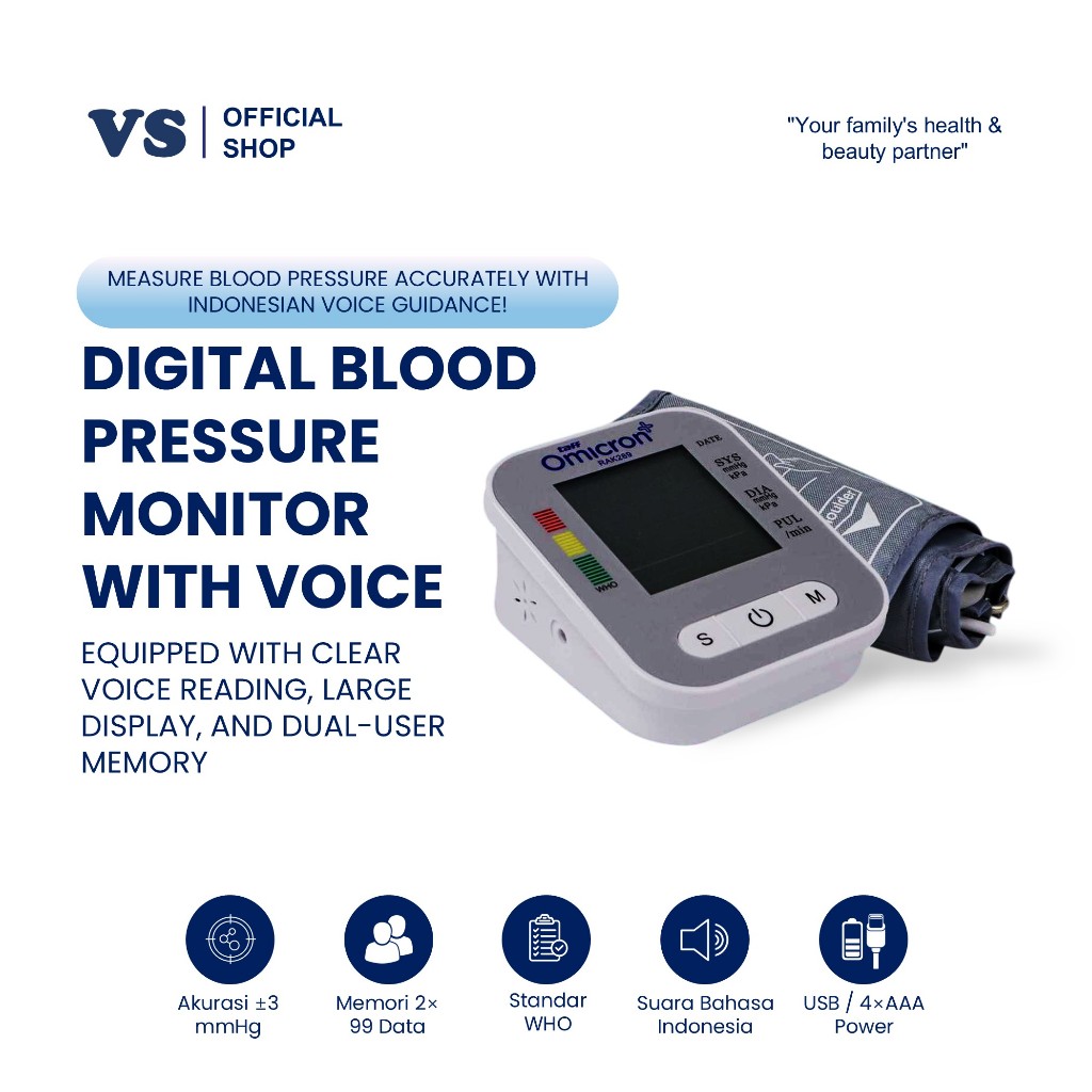 TaffOmicron Tensimeter Digital Voice Bahasa Indonesia RAK289