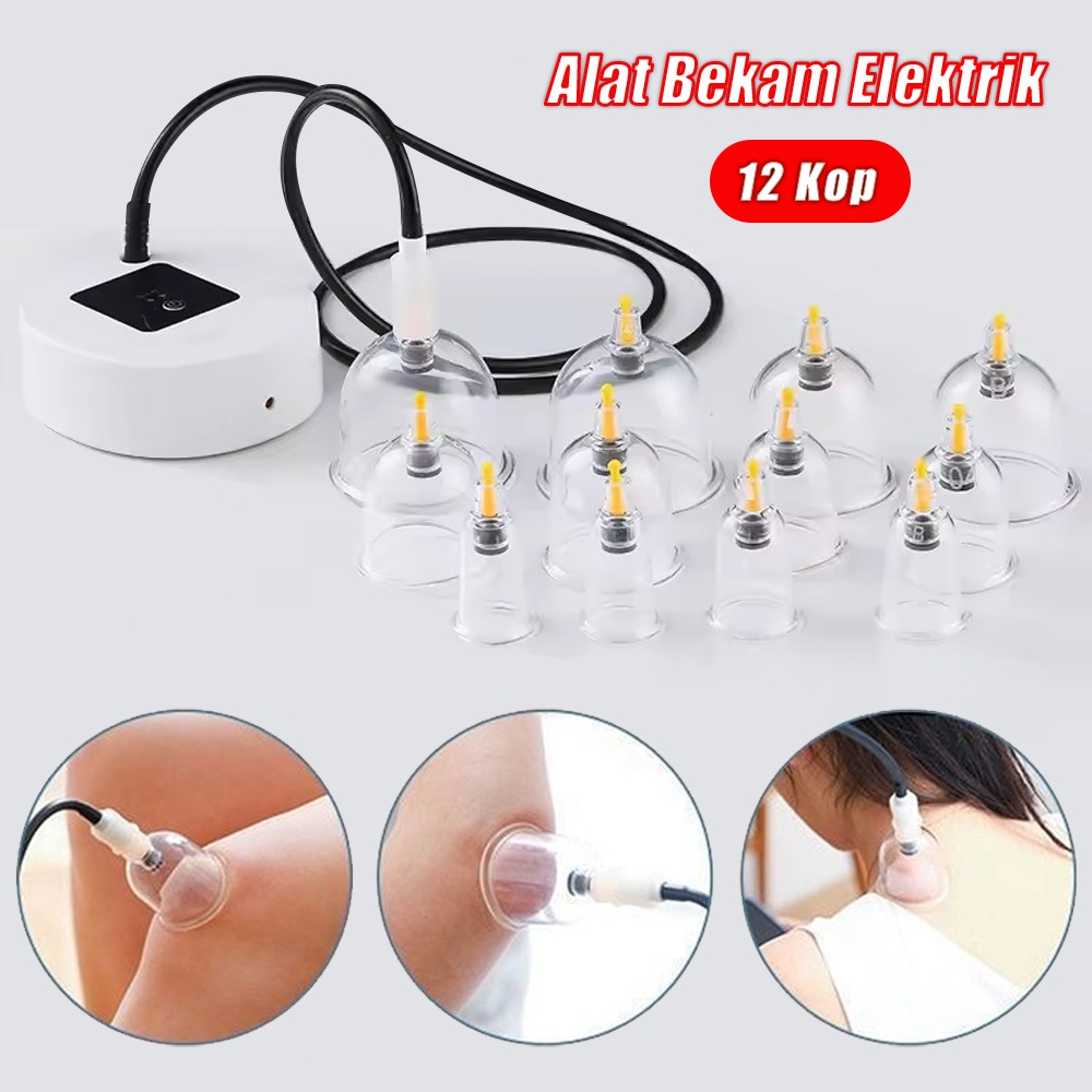 Alat Bekam Kerokan Elektrik Komplit Full Set 12 Kop Becam Autoklik Terapi Tradisional Vaccum cup Bad
