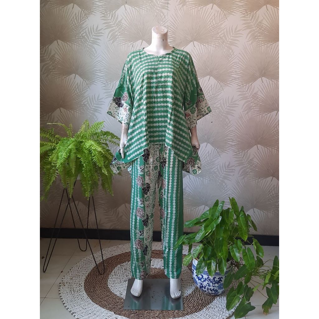 GODHONGAN SET WAKA Colet Setelan Celana Panjang Rayon Premium Candi Mekar Jumbo Busui Resleting Depa