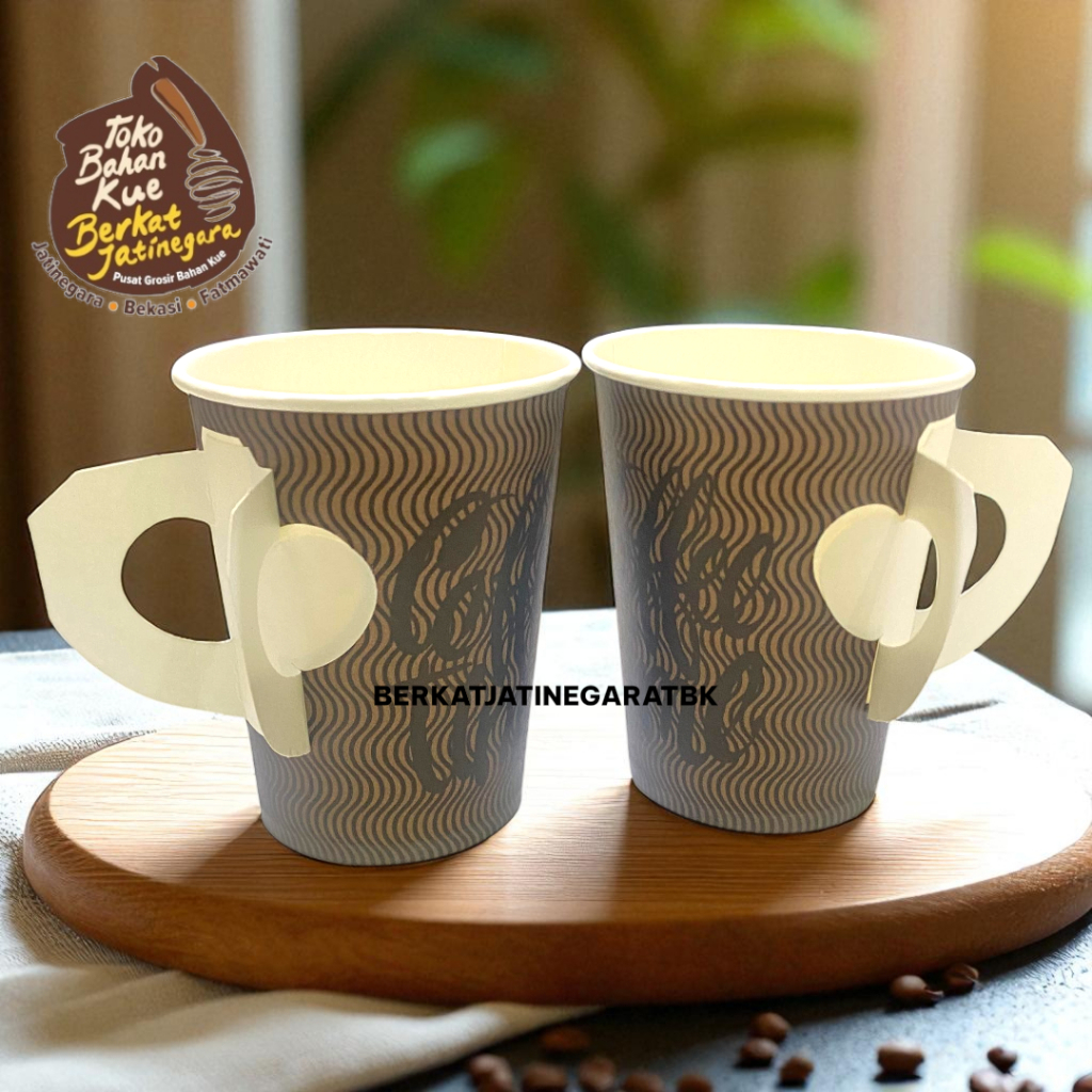 PAPER CUP HANDLE 9OZ ISI 50 PCS / GELAS KOPI GAGANG