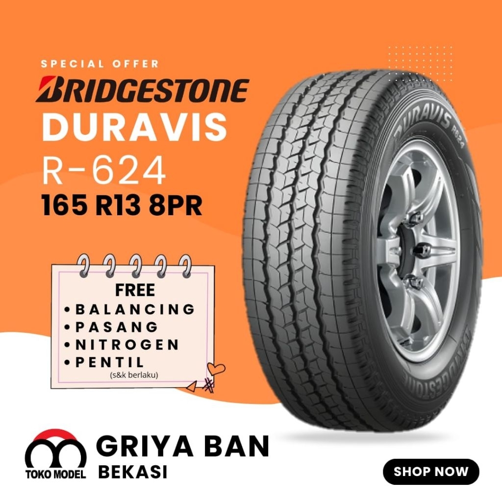 Bridgestone Duravis R-624 165 R13 8PR ban tubles untuk muatan