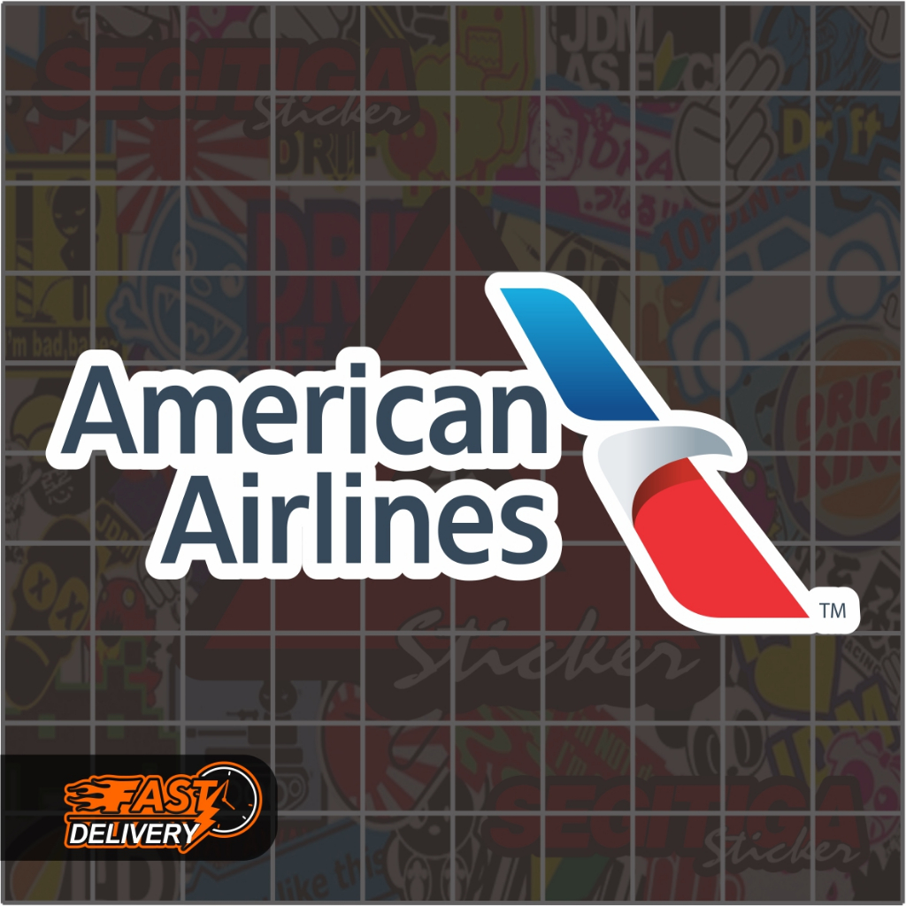 Sticker American Airlines V2 Ukuran 9 x 4 Cm