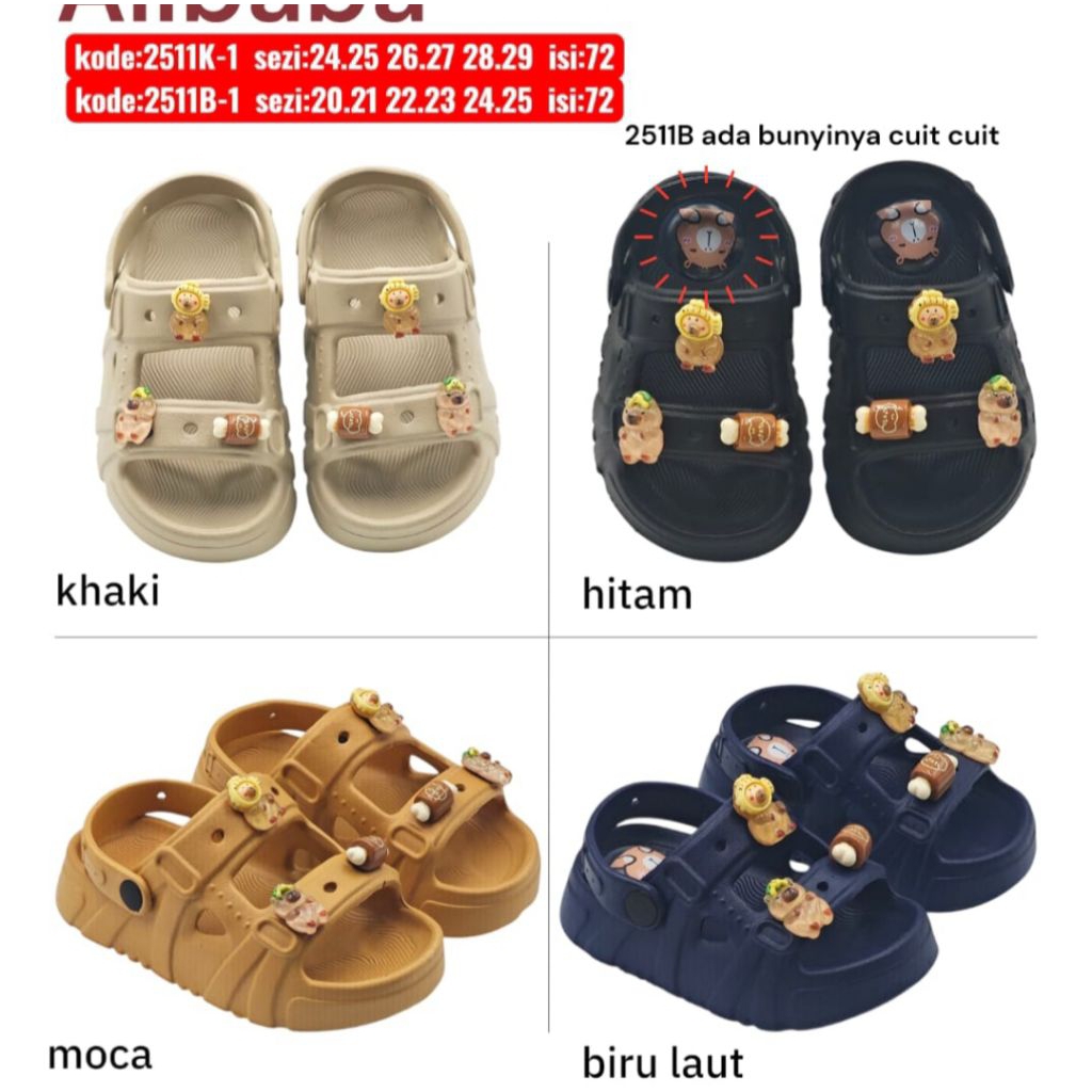 Sandal Selop Anak Laki Laki Bunyi Cit Cit Karakter CapyBara Fashion Terbaru Nyaman Fashion 2025