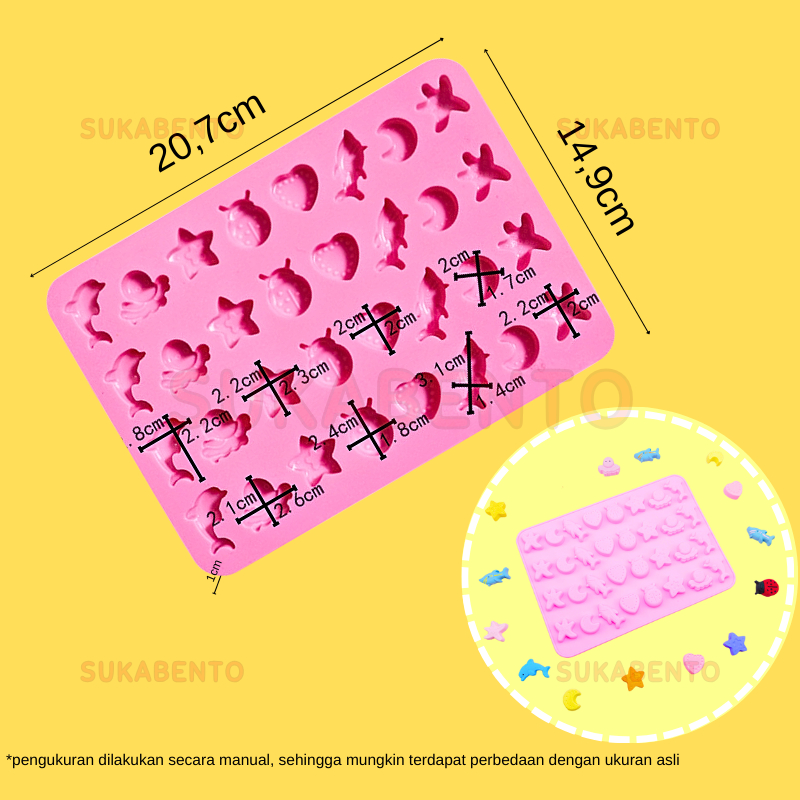 SBT Isi 32 Cetakan Puding Kue Coklat Gummy Jelly Permen Yupi Agar Nugget Fondant Silikon Motif Ocean