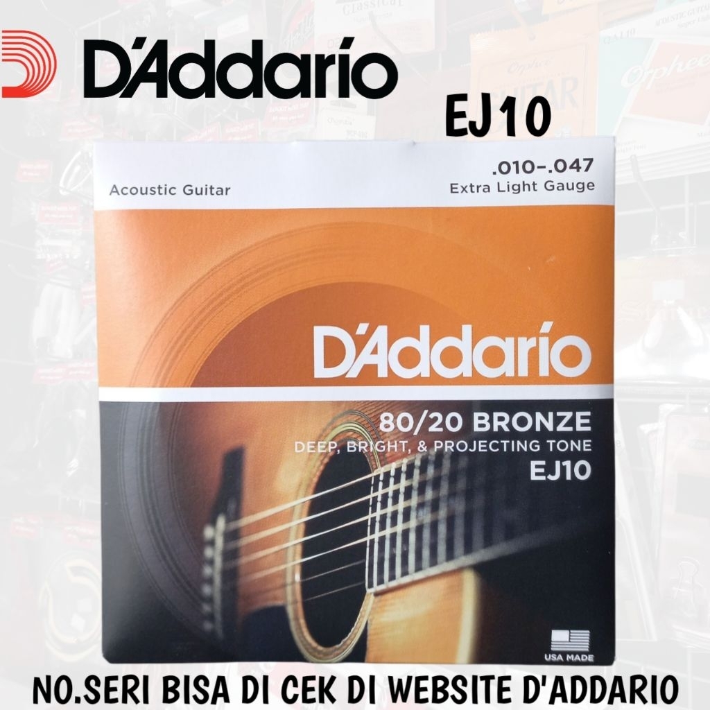 [D'ADDARIO] SENAR GITAR AKUSTIK UKURAN 0,10 SENAR D'ADDARIO EJ10 SENAR AKUSTIK D'ADDARIO BRONZE ORIG