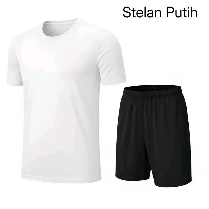 { BISA COD } 1 Set Pakaian Olahraga Gym Running / stelan Kaos Lari Pria / Pakaian Setelan Fitnes gym