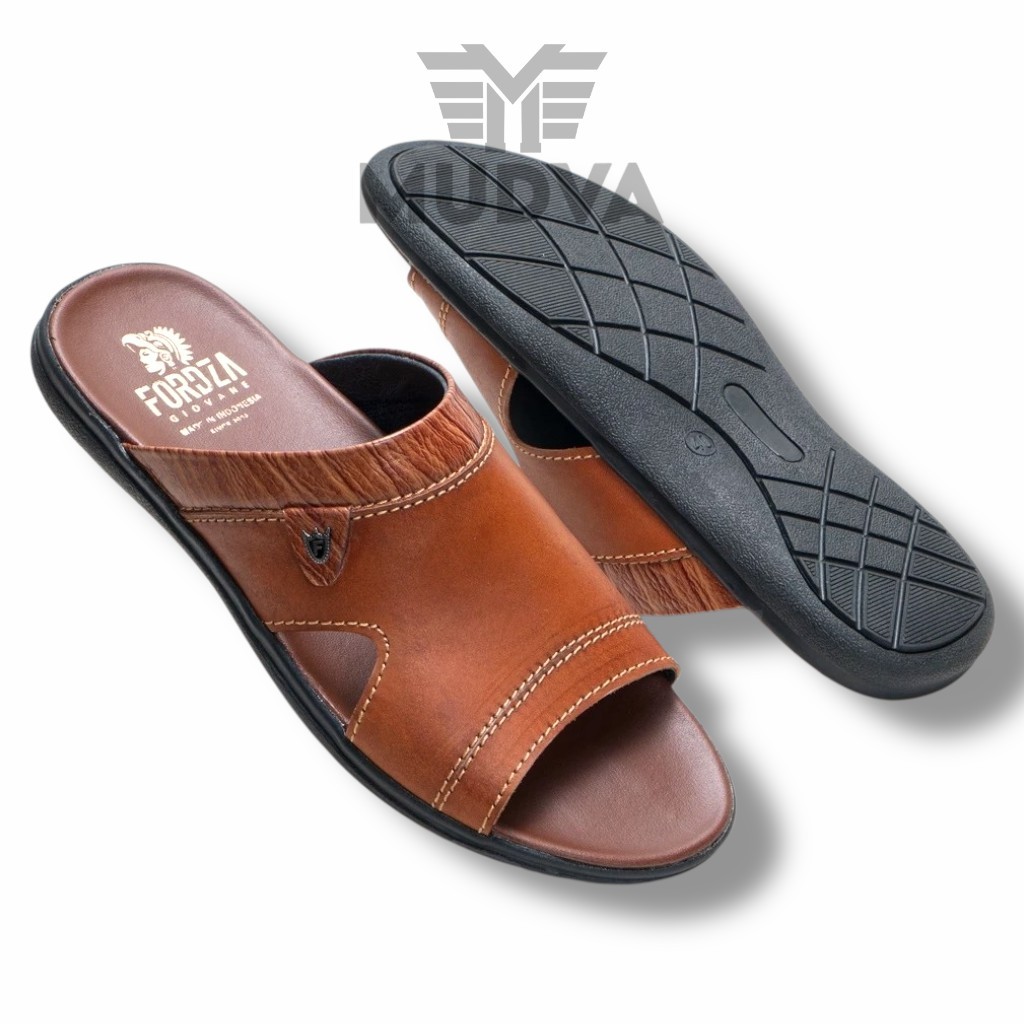 Sendal Slide Pria Kokop Kulit  Casual Sandal Slop Outsole Full Karet MS448
