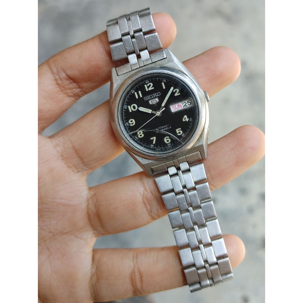 Jam tangan seiko 5 automatic caliber 7S26 0070 military dial