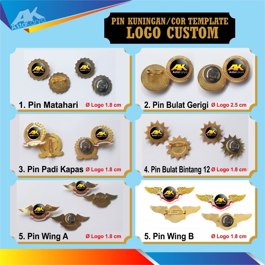 Pin Kuningan / Cor Template Logo Custom
