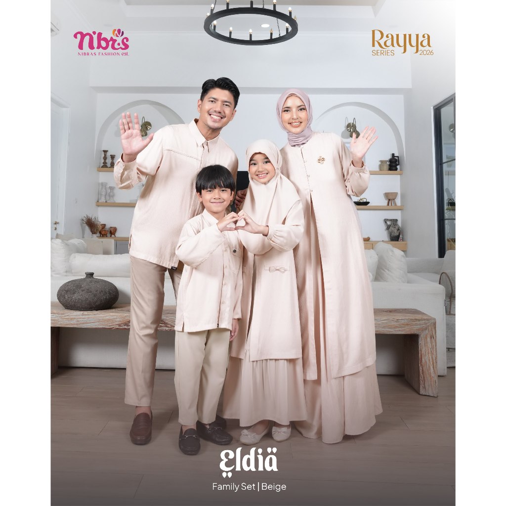 SERAGAM COUPLE TERBARU KELUARGA 2026 DIARAYYAKU ELDIA BEIGE BY NBRS NIBRAS SARIMBIT HARI RAYA LEBARA