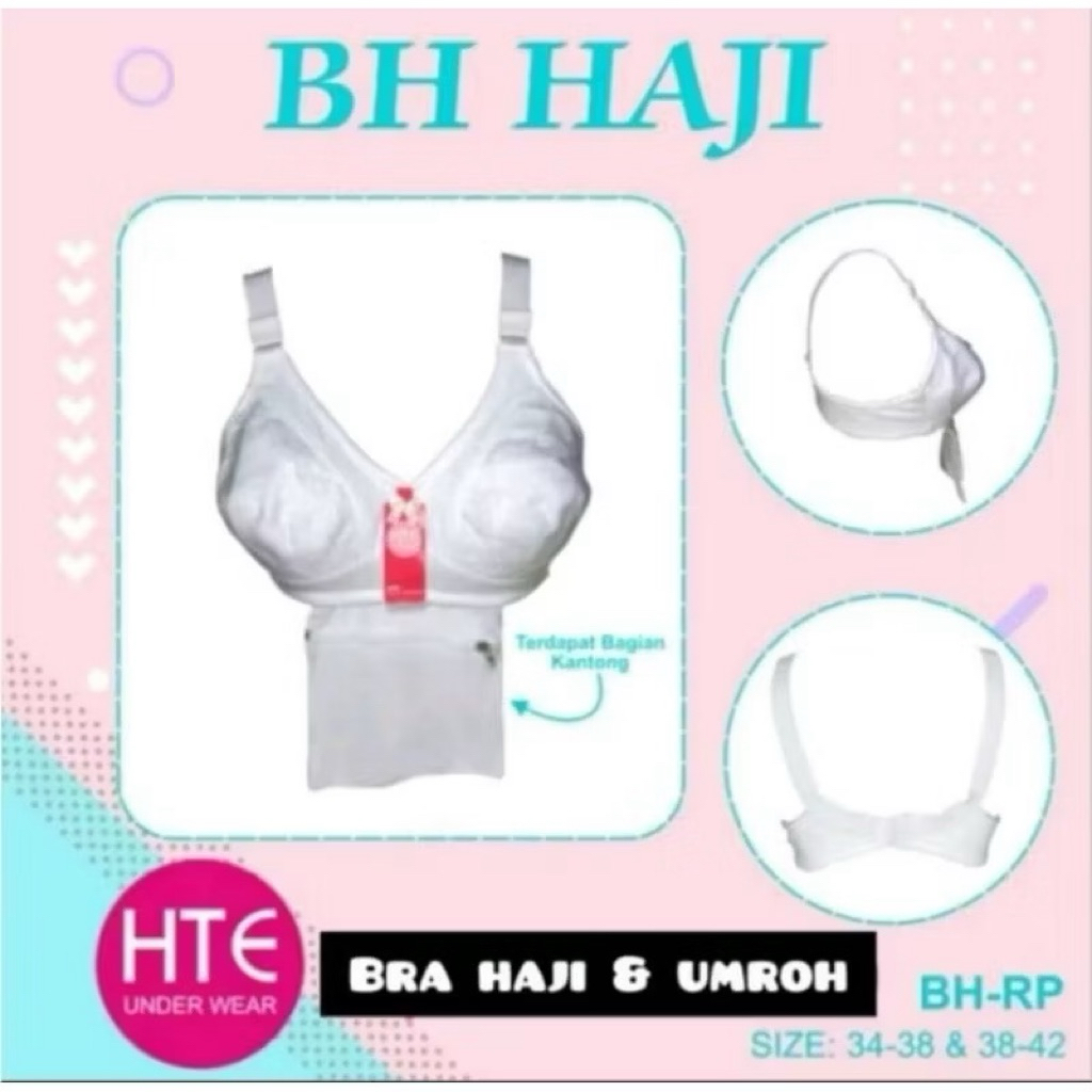 Bra BH Putih Dalaman Pakai Kantong /Bra Putih/ BH Haji Umroh/Perlengkapan Haji dan Umroh Wanita