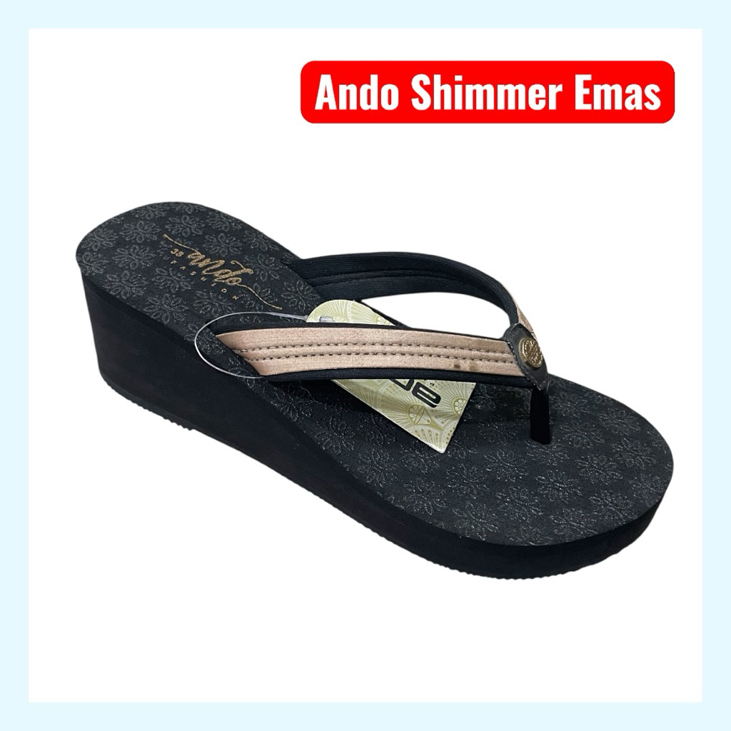 SANDAL WEDGES JEPIT ANDO SHIMMER SANDAL ANDO JAPIT WANITA WEDGES