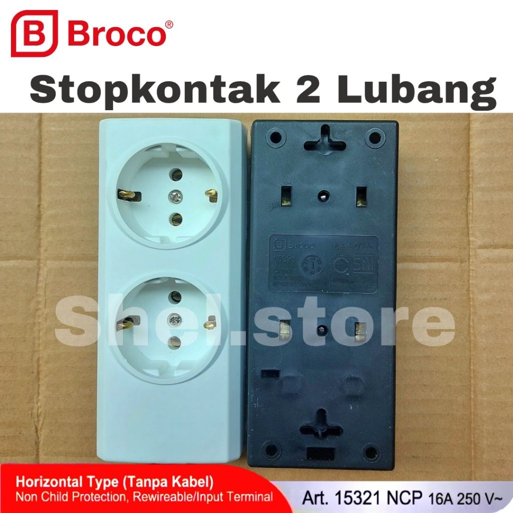 Broco Stopkontak 2 Lubang | Stopkontak Listrik Kuningan | Terminal Listrik 2 Lubang