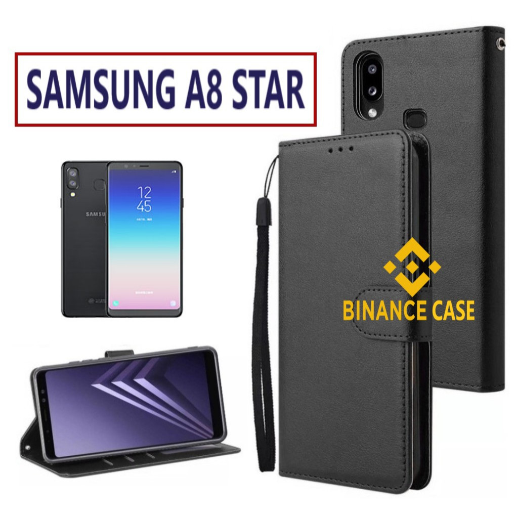 LEATHER FLIP CASE SAMSUNG A8 STAR CASE KULIT FLIP WALLET LEATHER KULIT PREMIUM SARUNG BUKA TUTUP KES