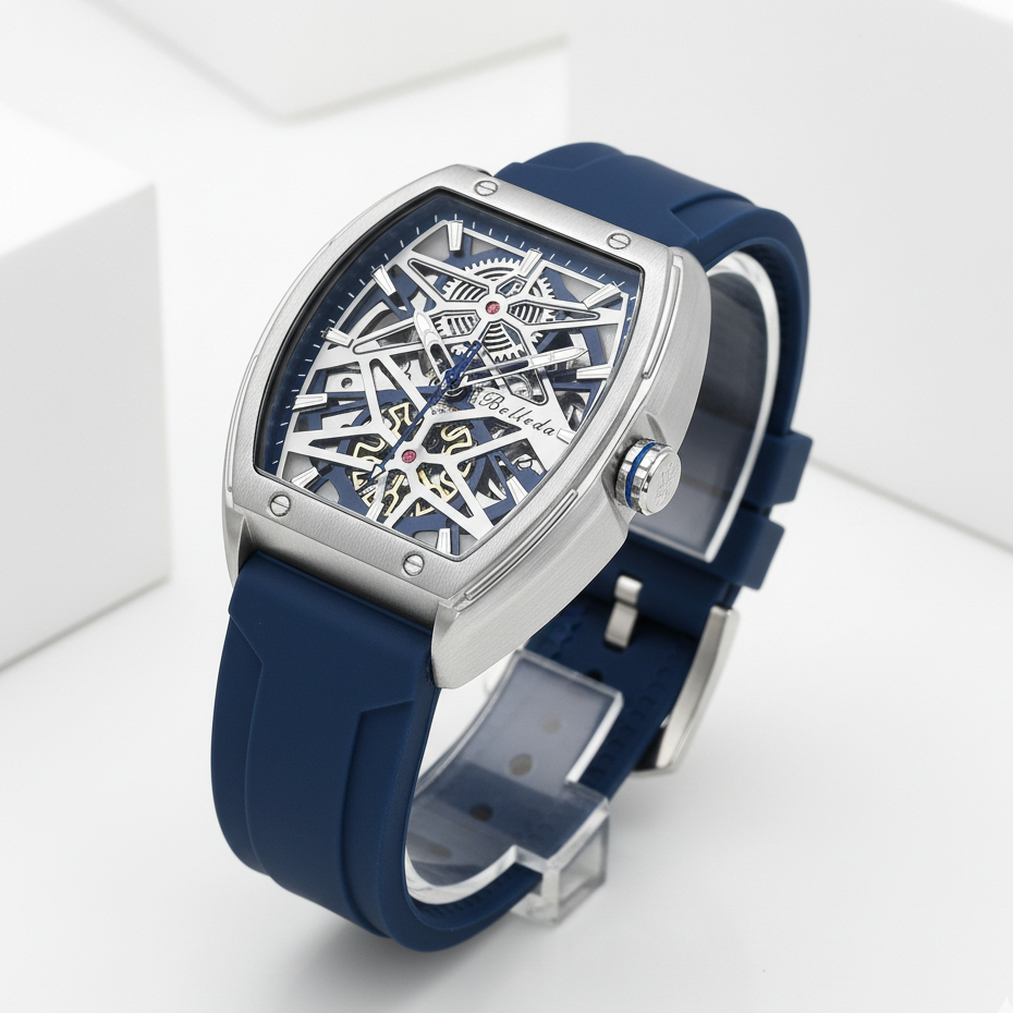 Jam Tangan Pria Belleda 9644 Automatic Strap Rubber Anti Air Original Fashion Mewah Cowok Bisa COD
