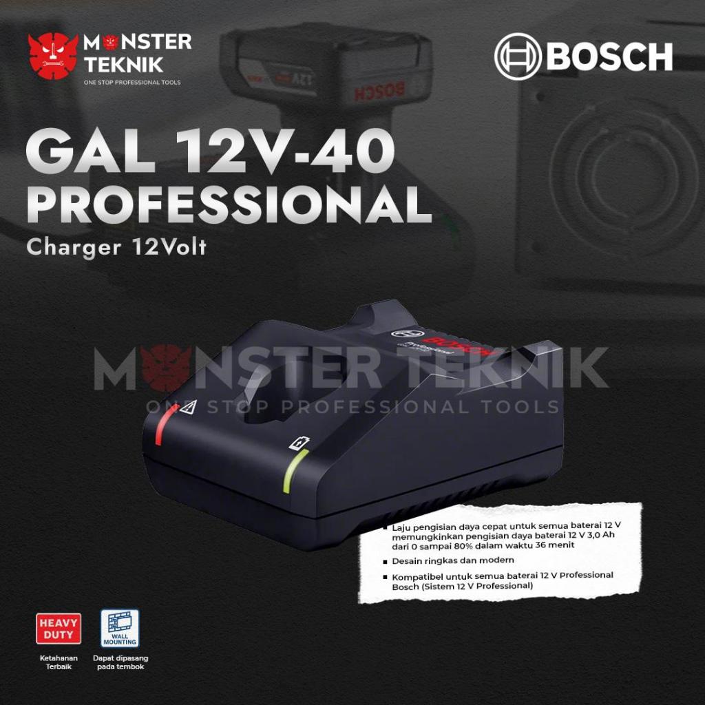 Bosch GAL 12V-40 Charger Baterai Cordless Li-Ion 12 V-LI Battery GAL12V40