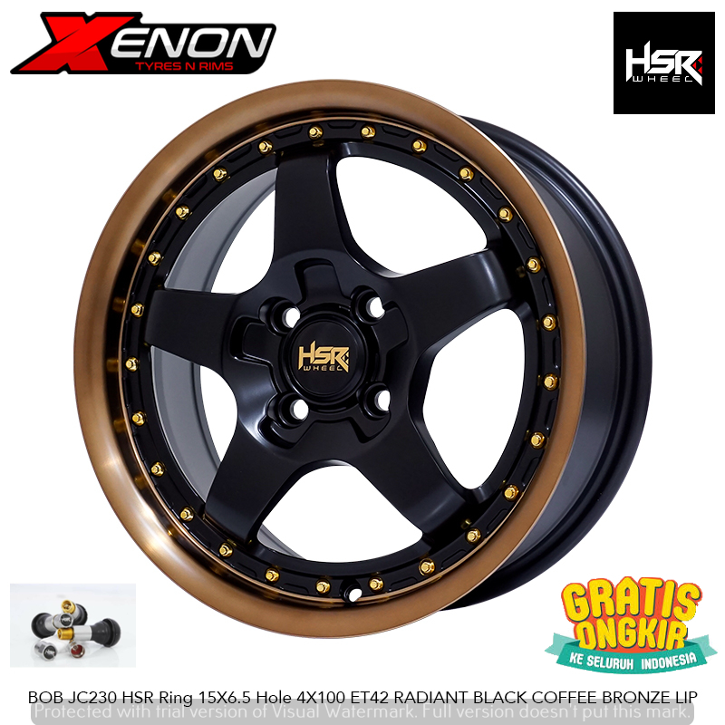 Velg Racing R15 HSR Bob Hitam Pcd 4x100 Ring 15 Buat Mobil Brio Yaris Jazz Agya Calya Sigra Ayla
