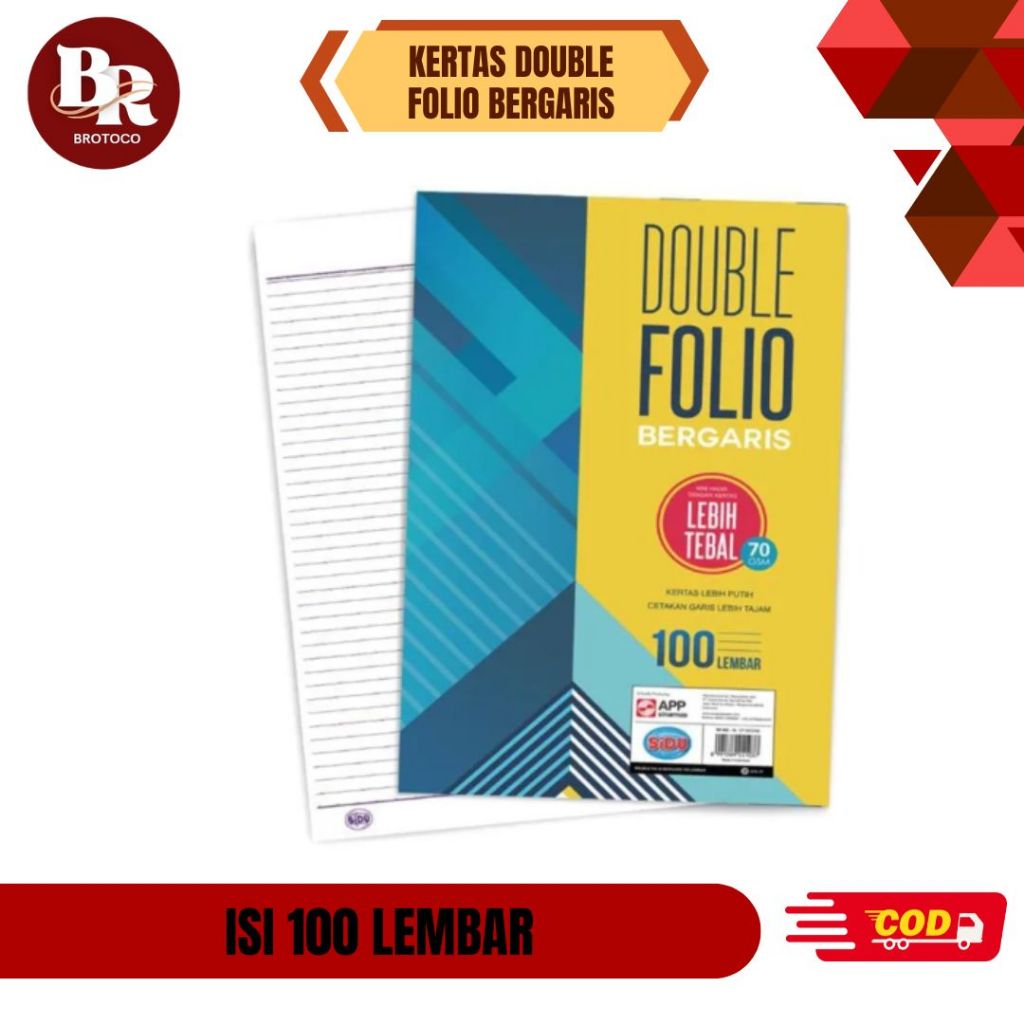 

[BROTOCO] Kertas Double Folio Bergaris SIDU - Kertas Sinar Dunia Garis F4 Isi 100 Lembar