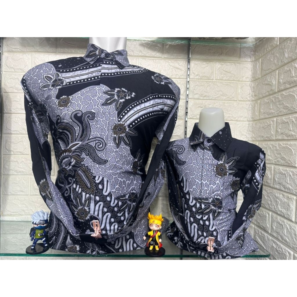 Batik pria couple ayah dan anak motif abu setempat bahan katun solo premium