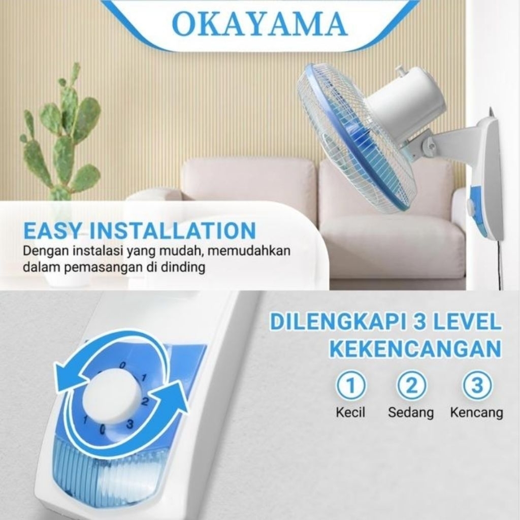 PROMO KIPAS ANGIN DINDING OKAYAMA 12 INCH / WALLFAN OKAYAMA 12"