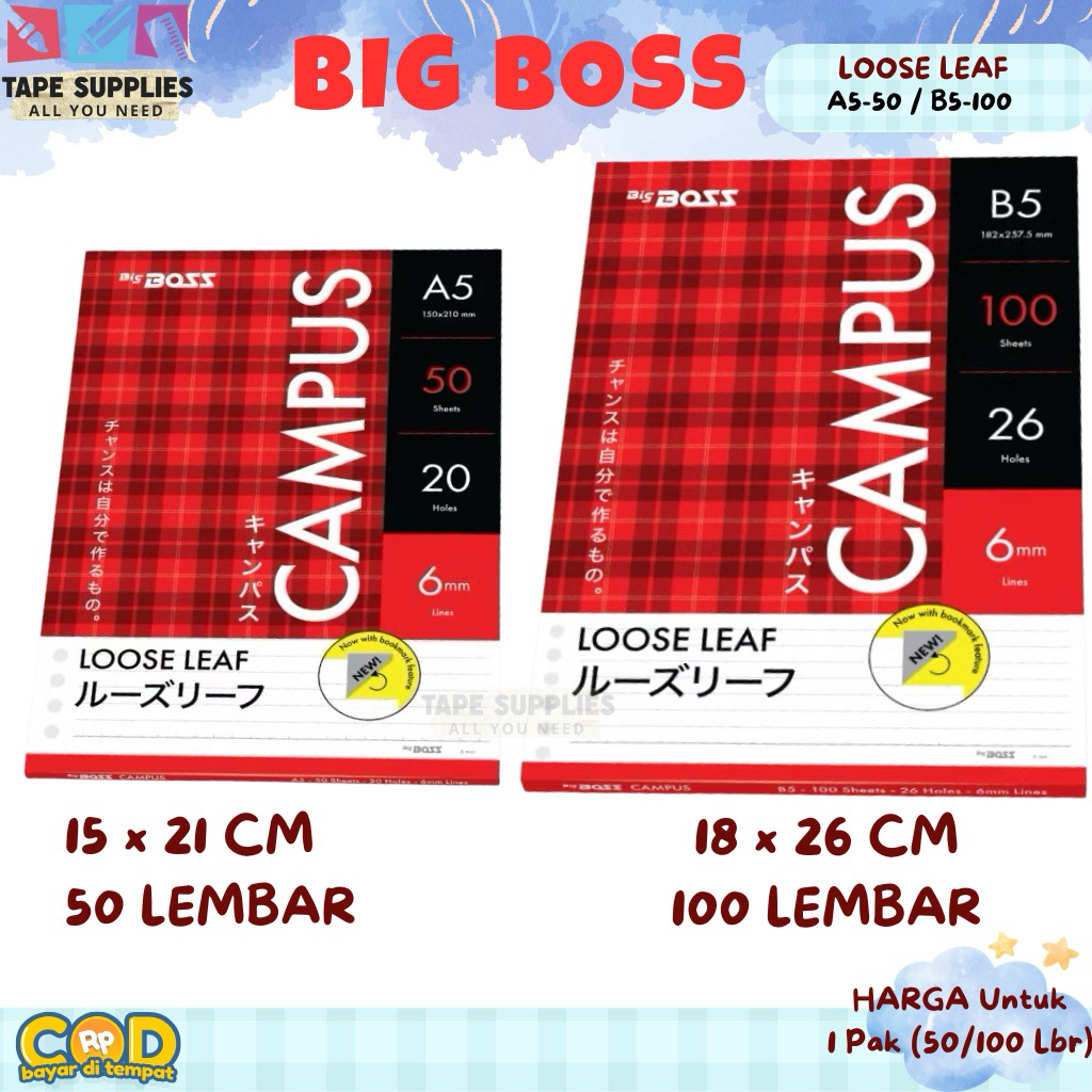 

(50/100 Lembar) Loose Leaf BIGBOSS A5/B5 KERTAS Kualitas Tertinggi